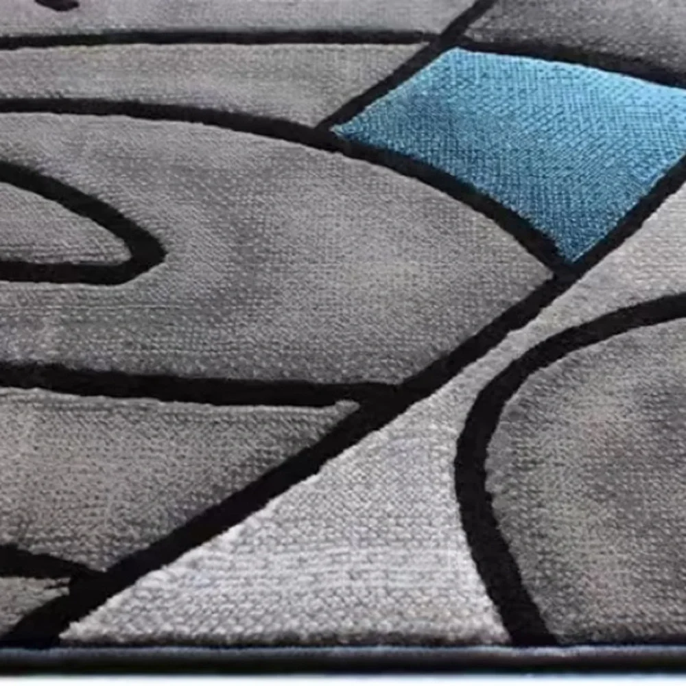 Modern Swirl Gray and Blue Door Mat